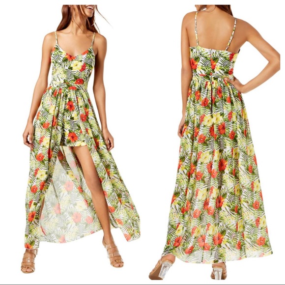 XOXO Pants - XOXO WOMENS JUNIORS PRINTED MAXI ROMPER